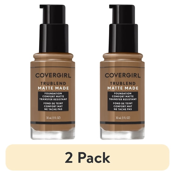 (2 pack) COVERGIRL TruBlend Matte Made Liquid Foundation, D50 Deep Golden, 1 fl oz, Moisturizing Foundation