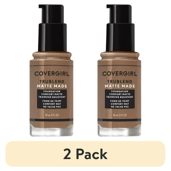 (2 pack) COVERGIRL TruBlend Matte Made Liquid Foundation, D80 Soft Sable, 1 fl oz, Moisturizing Foundation