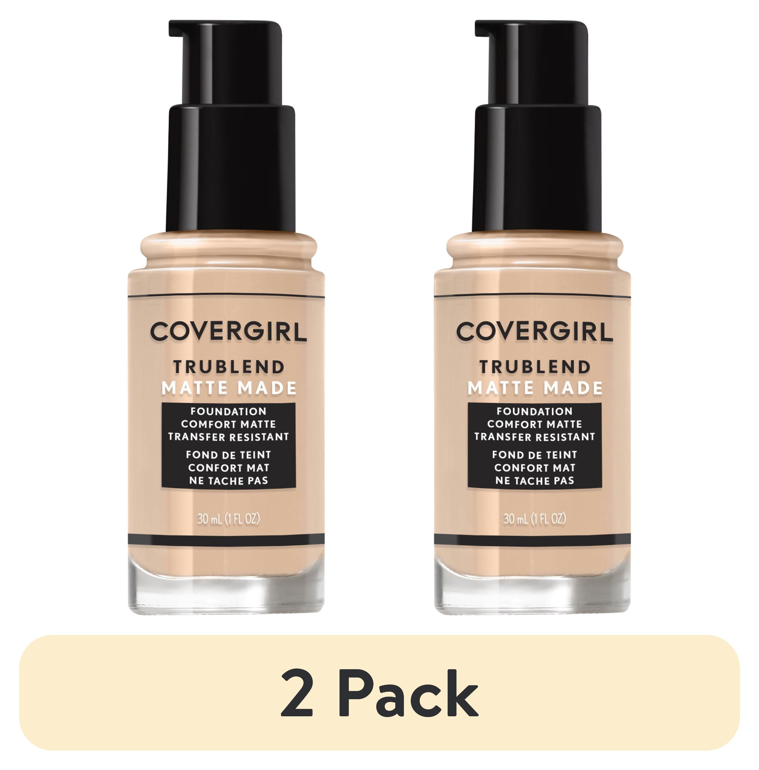 (2 pack) COVERGIRL TruBlend Matte Made Liquid Foundation, L15 Porcelain, 1 fl oz, Moisturizing Foundation