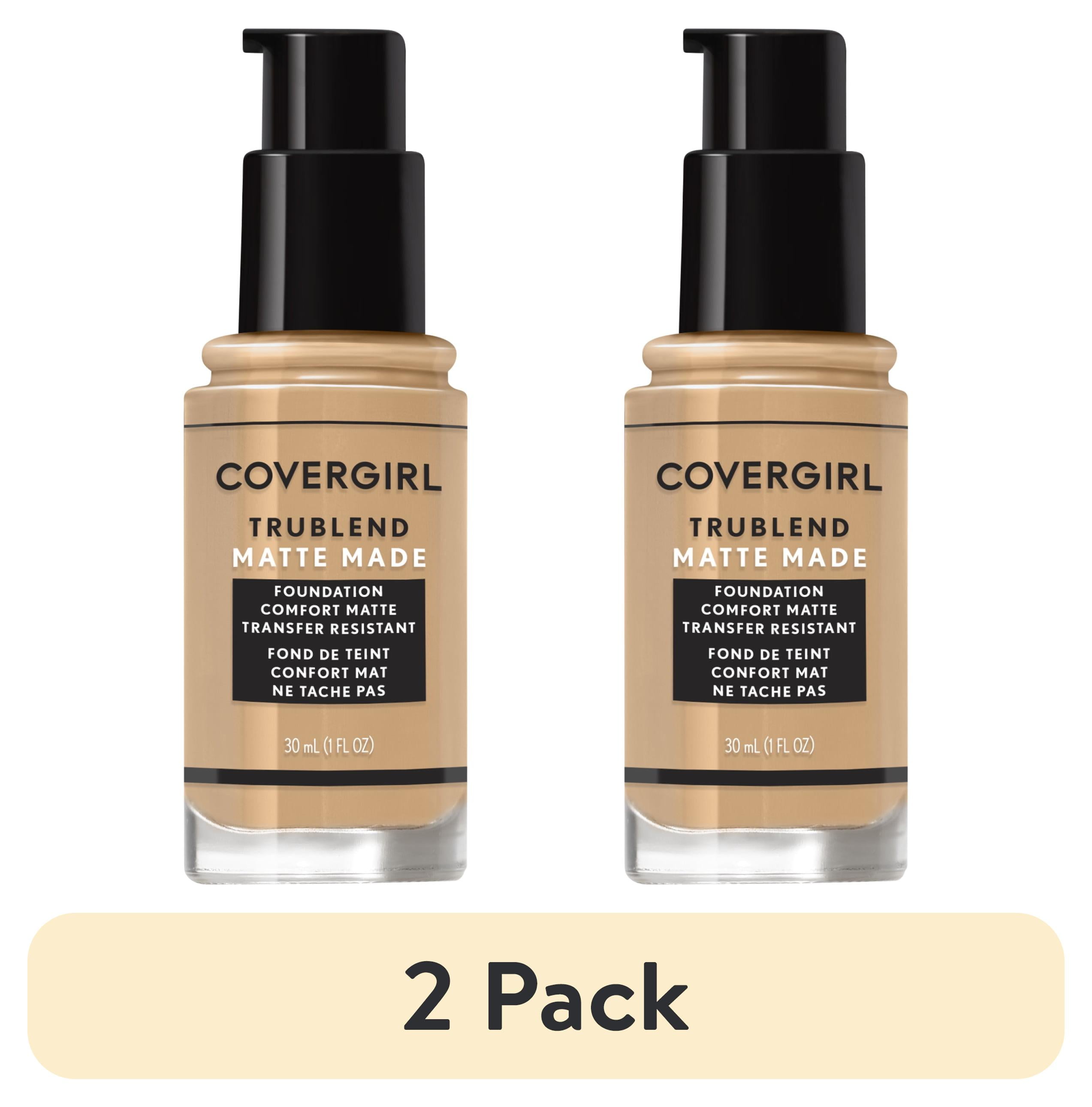 (2 pack) COVERGIRL TruBlend Matte Made Liquid Foundation, L50 Fair Beige, 1 fl oz, Moisturizing Foundation