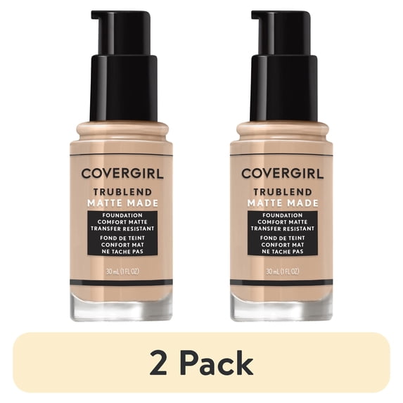(2 pack) COVERGIRL TruBlend Matte Made Liquid Foundation, L60 Light Nude, 1 fl oz, Moisturizing Foundation