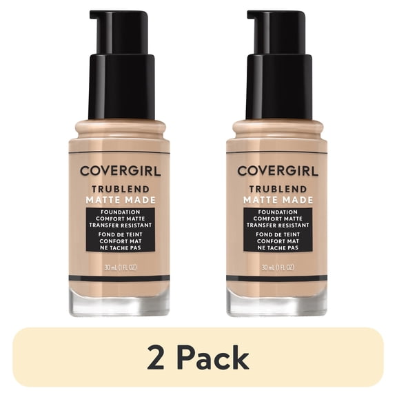 (2 pack) COVERGIRL TruBlend Matte Made Liquid Foundation, L60 Light Nude, 1 fl oz, Moisturizing Foundation