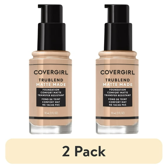 (2 pack) COVERGIRL TruBlend Matte Made Liquid Foundation, L70 Natural Ivory, 1 fl oz, Moisturizing Foundation