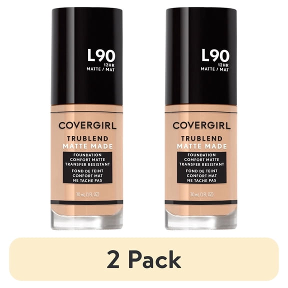 (2 pack) COVERGIRL TruBlend Matte Made Liquid Foundation, L90 Classic Beige, 1 fl oz