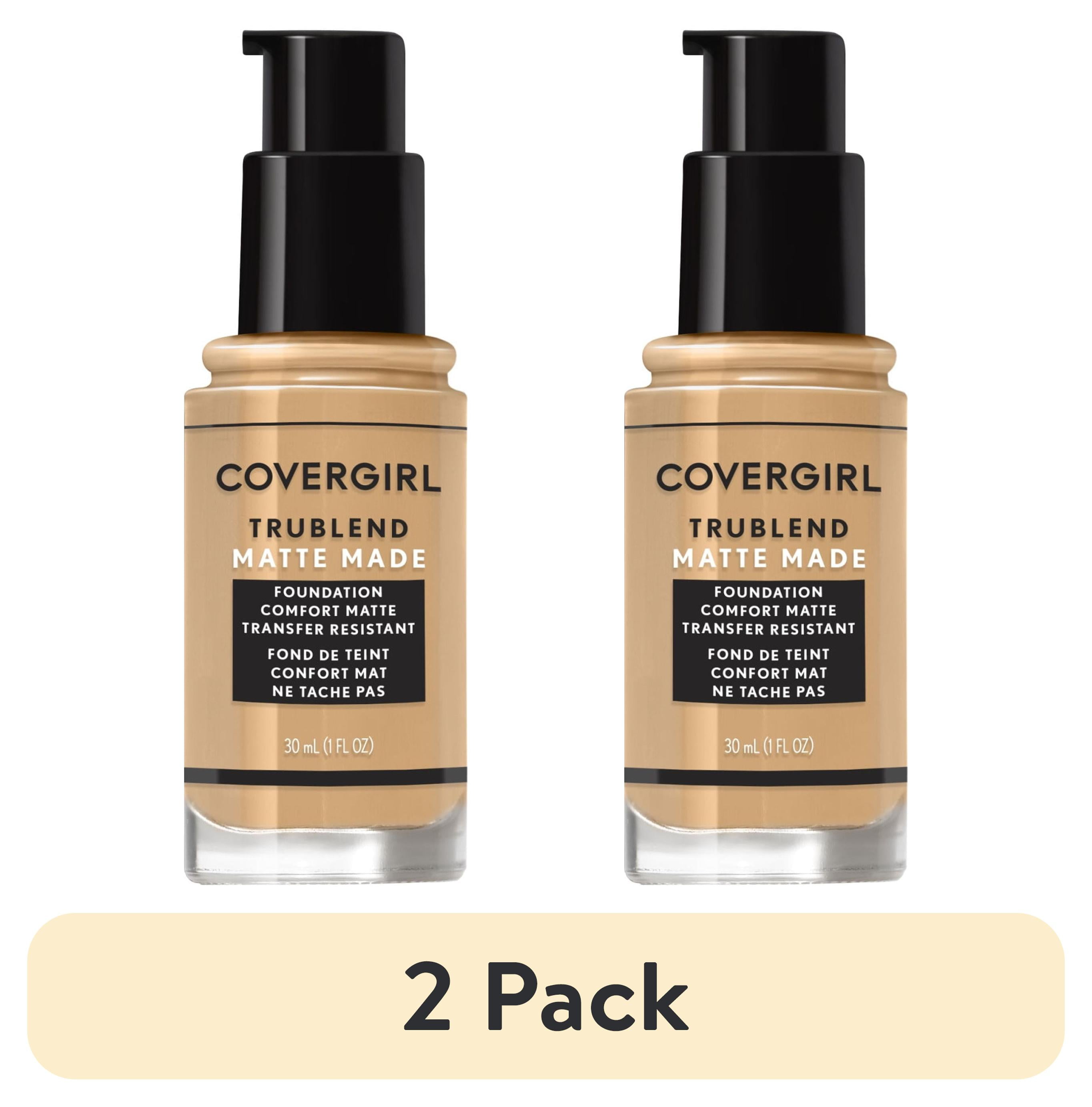 (2 pack) COVERGIRL TruBlend Matte Made Liquid Foundation, M10 Golden Natural, 1 oz, Moisturizing Foundation