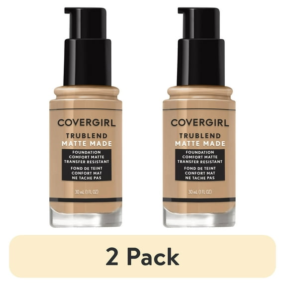 (2 pack) COVERGIRL TruBlend Matte Made Liquid Foundation, M60 Natural Beige, 1 fl oz, Moisturizing Foundation