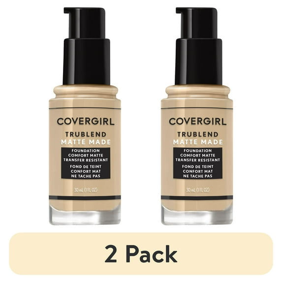 (2 pack) COVERGIRL TruBlend Matte Made Liquid Foundation, M80 Caramel Beige, 1 fl oz, Matte Foundation, Moisturizing Foundation, Cruelty-Free Foundation, Blends Seamlessly, Won't Clog Pores