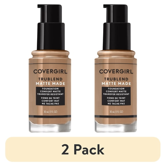 (2 pack) COVERGIRL TruBlend Matte Made Liquid Foundation, T40 Sun Beige, 1 fl oz, Matte Foundation, Moisturizing Foundation, Cruelty-Free Foundation, Blends Seamlessly, Won't Clog Pores