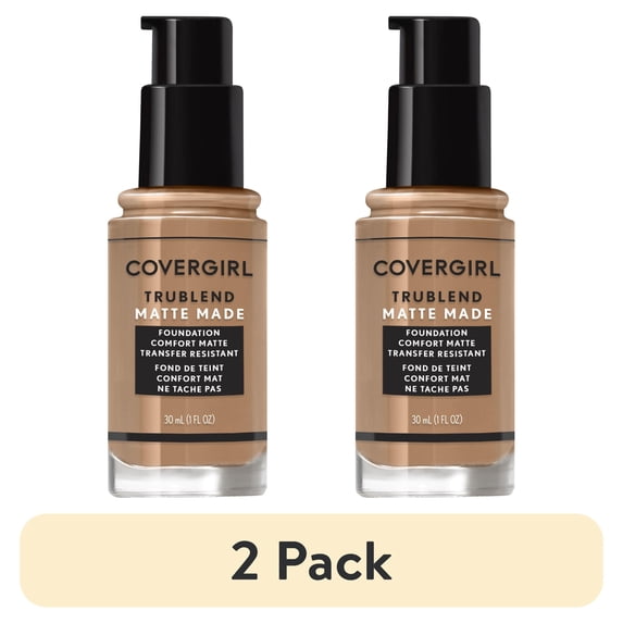 (2 pack) COVERGIRL TruBlend Matte Made Liquid Foundation, T40 Sun Beige, 1 fl oz, Matte Foundation, Moisturizing Foundation, Cruelty-Free Foundation, Blends Seamlessly, Won't Clog Pores