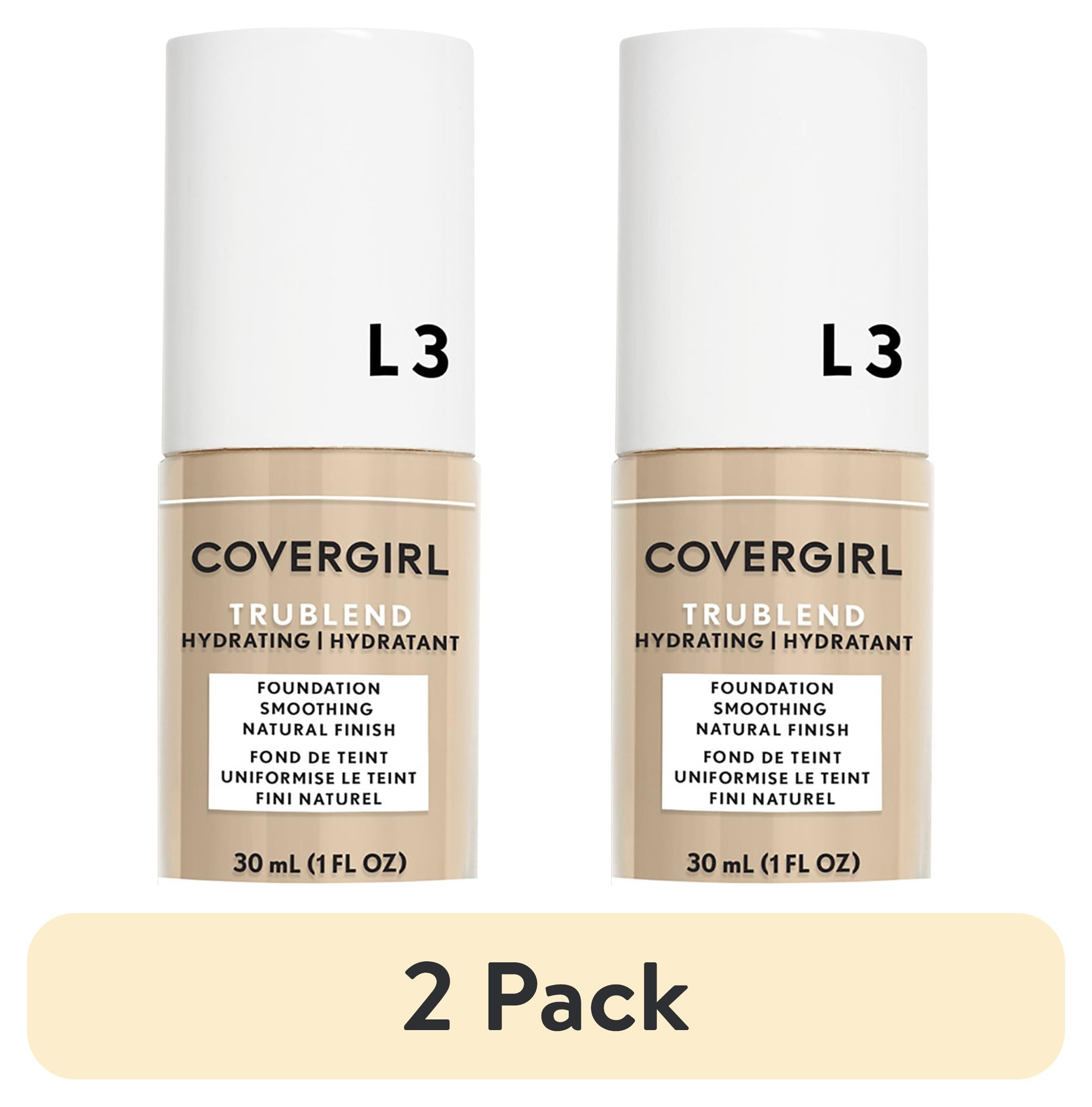 (2 pack) COVERGIRL TruBlend Oil-Free Liquid Foundation, L-3 Natural Ivory, 1 fl oz, Hydrating Foundation