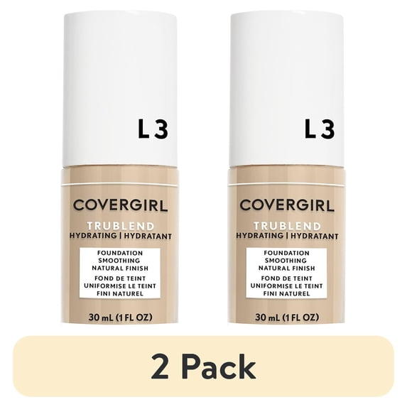 (2 pack) COVERGIRL TruBlend Oil-Free Liquid Foundation, L-3 Natural Ivory, 1 fl oz, Hydrating Foundation