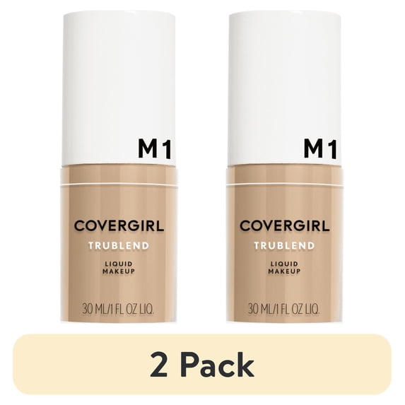 (2 pack) COVERGIRL TruBlend Oil-free Liquid Foundation, M-1 Natural Beige, 1 fl oz, Lightweight, Dewy Finish, Hydrating Foundation, Moisturizing Foundation, Cruelty-Free Foundation, Blends Seamlessly