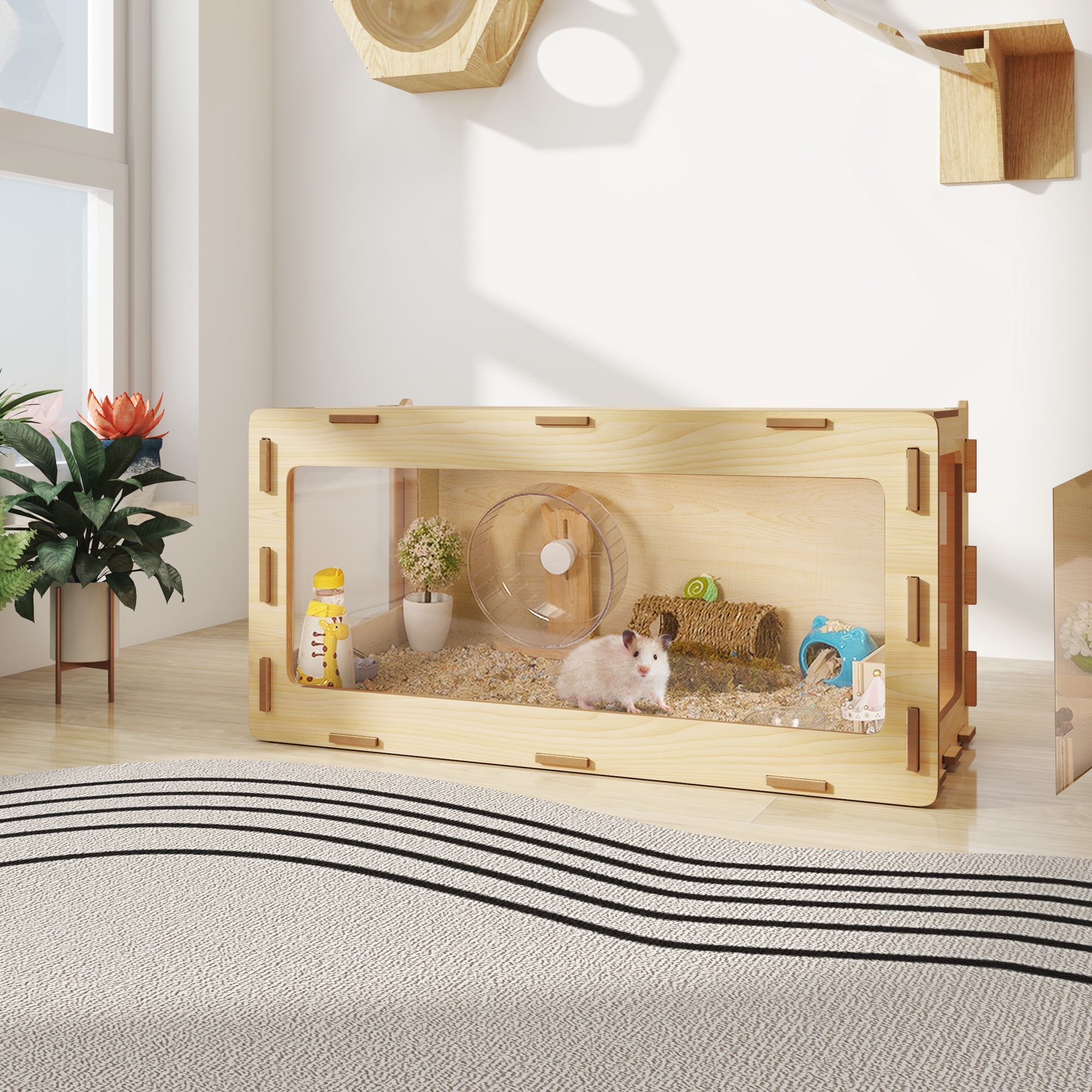 (2 pack) COZIWOW Large Wooden Hamster Cage,Habitat Shelter W/Acrylic ... - Hamster Shelter Ideas For Cage