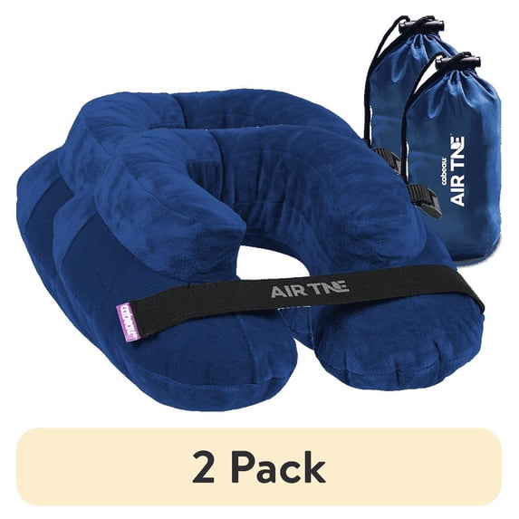 (2 pack) Cabeau AirTNE Inflatable Travel Neck Pillow, Lightweight, One Size, Royal Blue