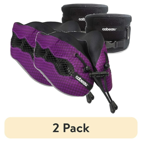 (2 pack) Cabeau Evolution Cool Memory Foam Travel Neck Pillow, One Size, Purple