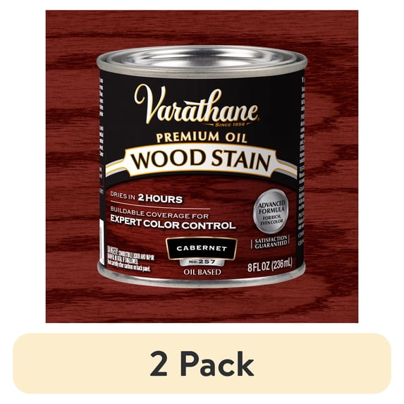 (2 pack) Cabernet, Varathane Premium Oil-Based Interior Wood Stain-211803, Half Pint