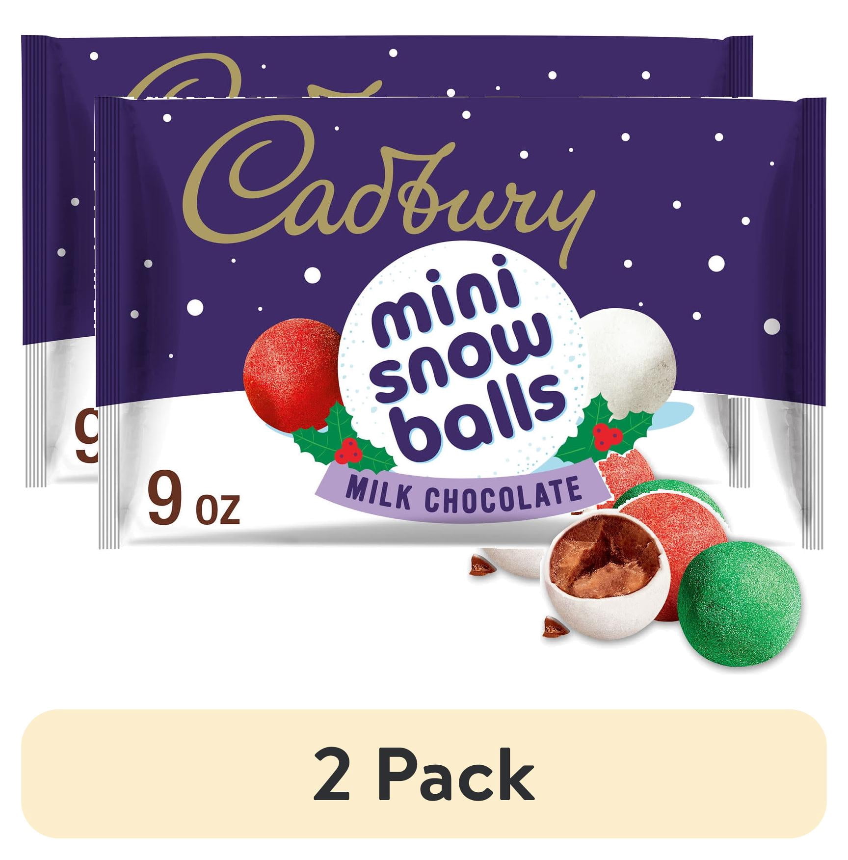 (2 pack) Cadbury Mini Snowballs Milk Chocolate Christmas Candy, Bag 9 oz