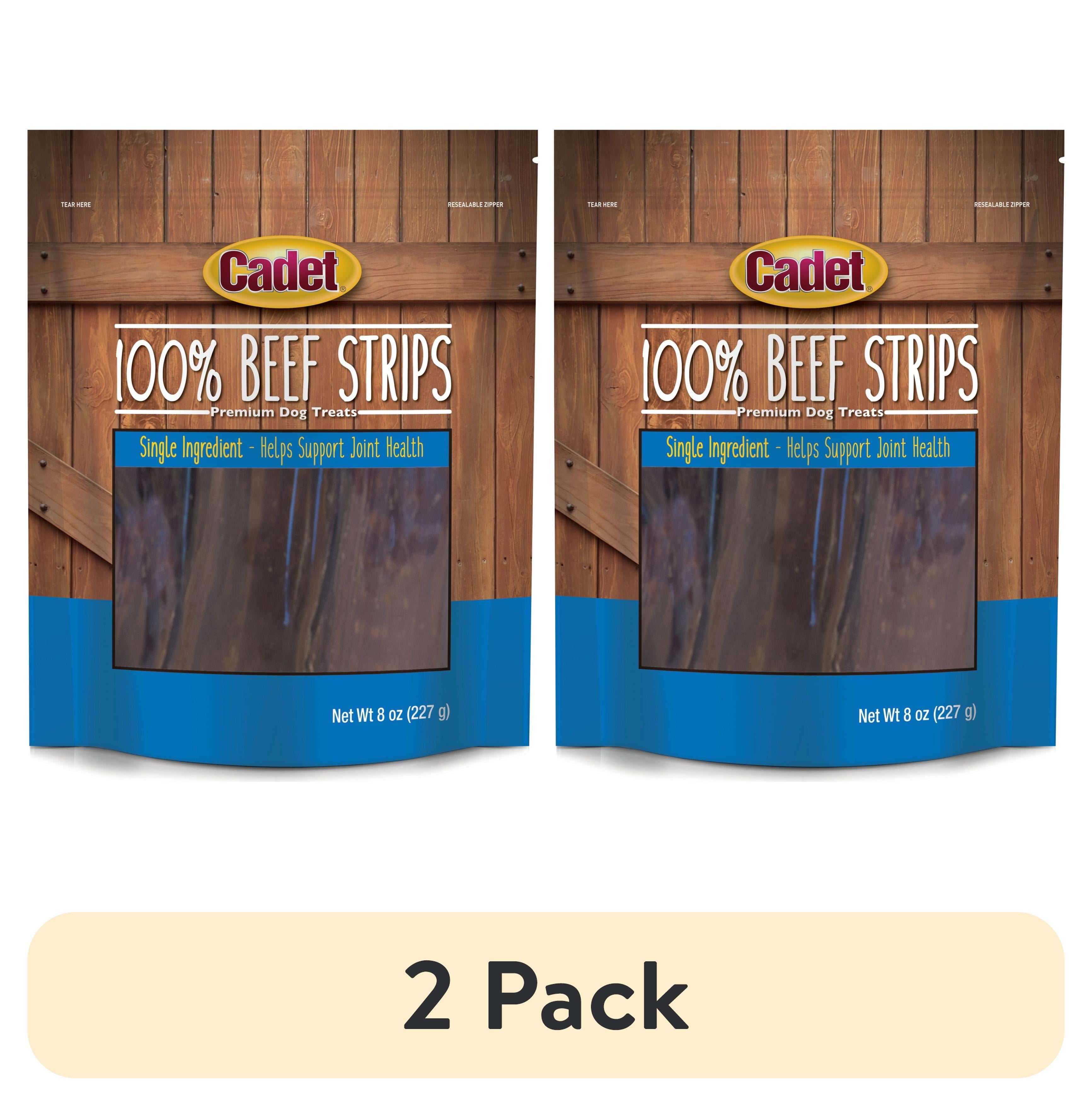 (2 pack) Cadet 100% Real Beef Strips Dog Treats, Single Ingredient Dog Jerky Treats for Small & Large Dogs, 8 Ounce