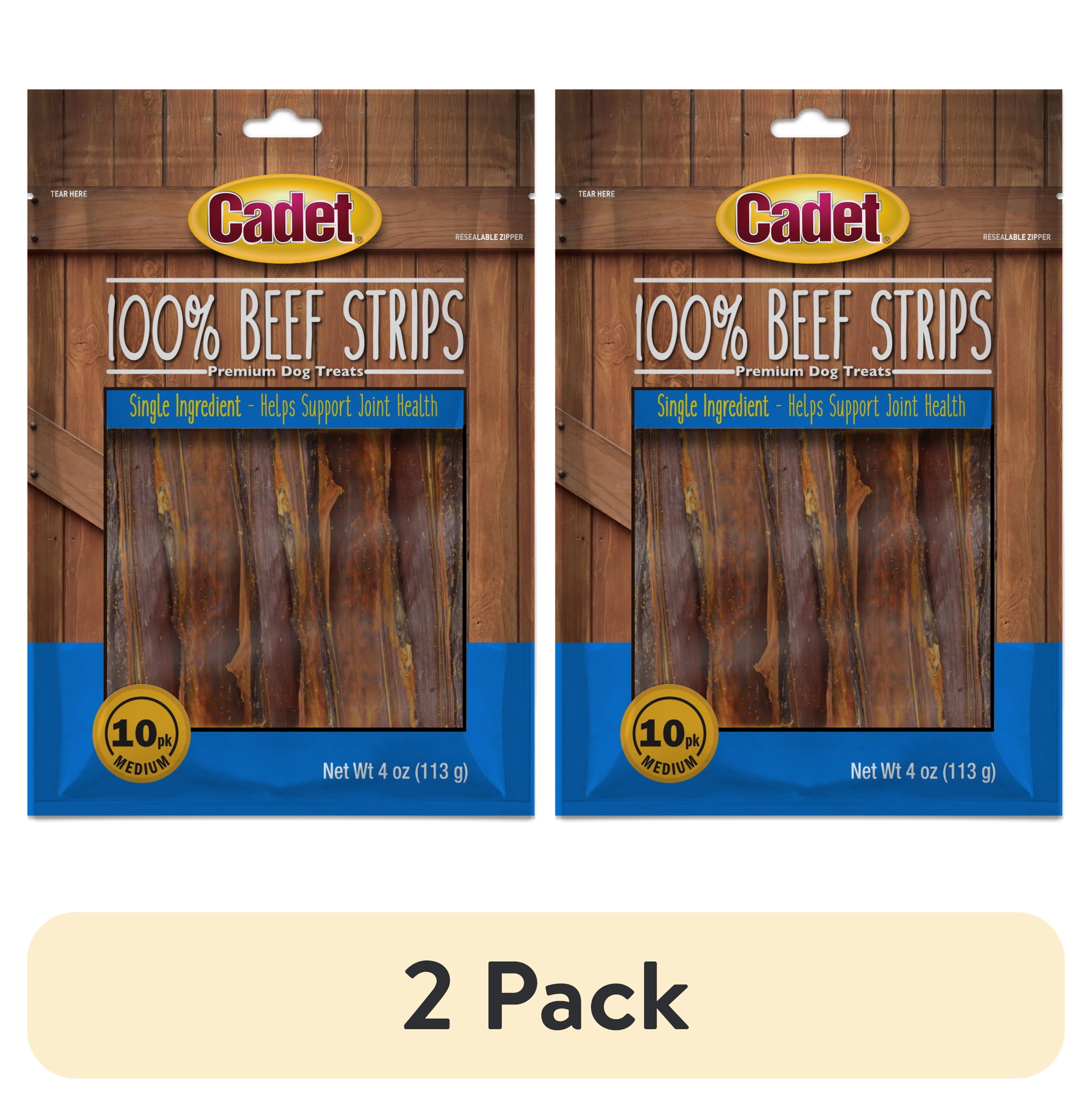 (2 pack) Cadet 100% Real Beef Strips Dog Treats, Single Ingredient Dog Jerky Treats for Small & Large Dogs, 4 Ounce