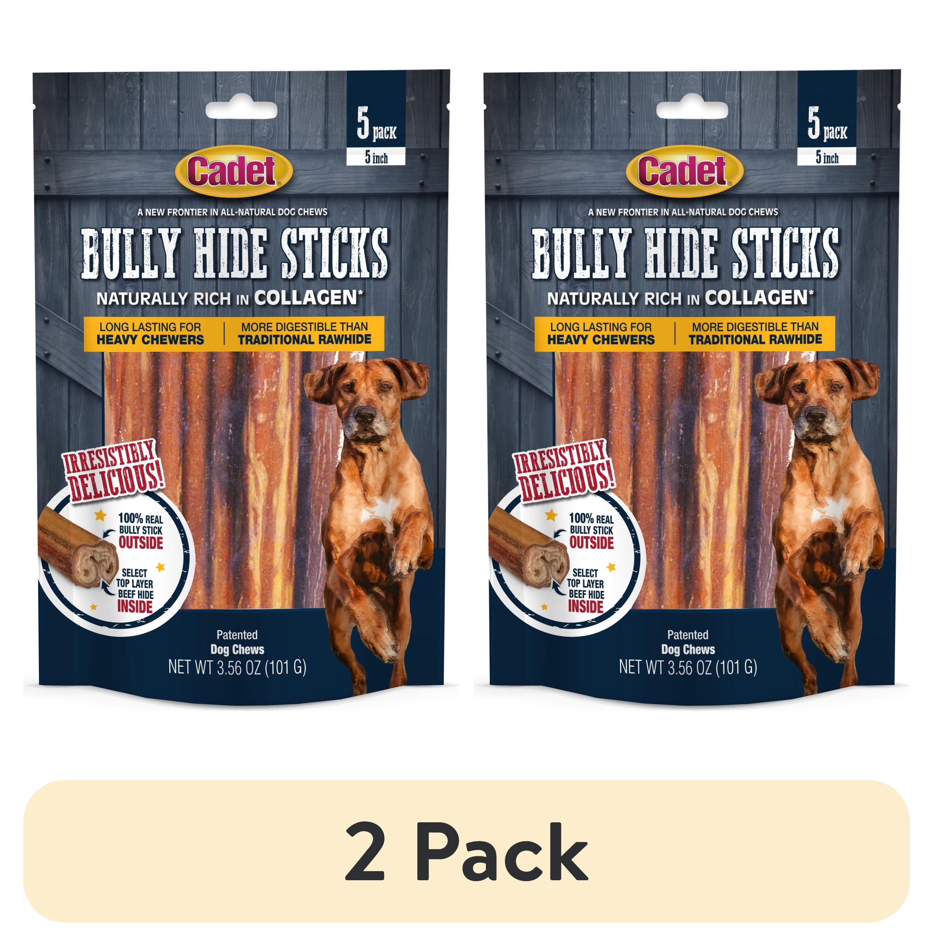 (2 pack) Cadet Bully Hide Sticks All-Natural Dog Chews Small Bully Stick Small (5 Count)