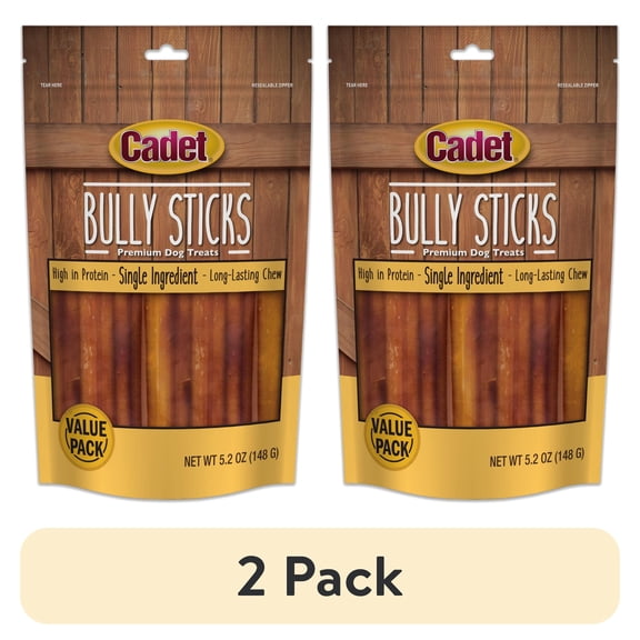(2 pack) Cadet Bully Stick Dog Chews Small 5.2 Ounce