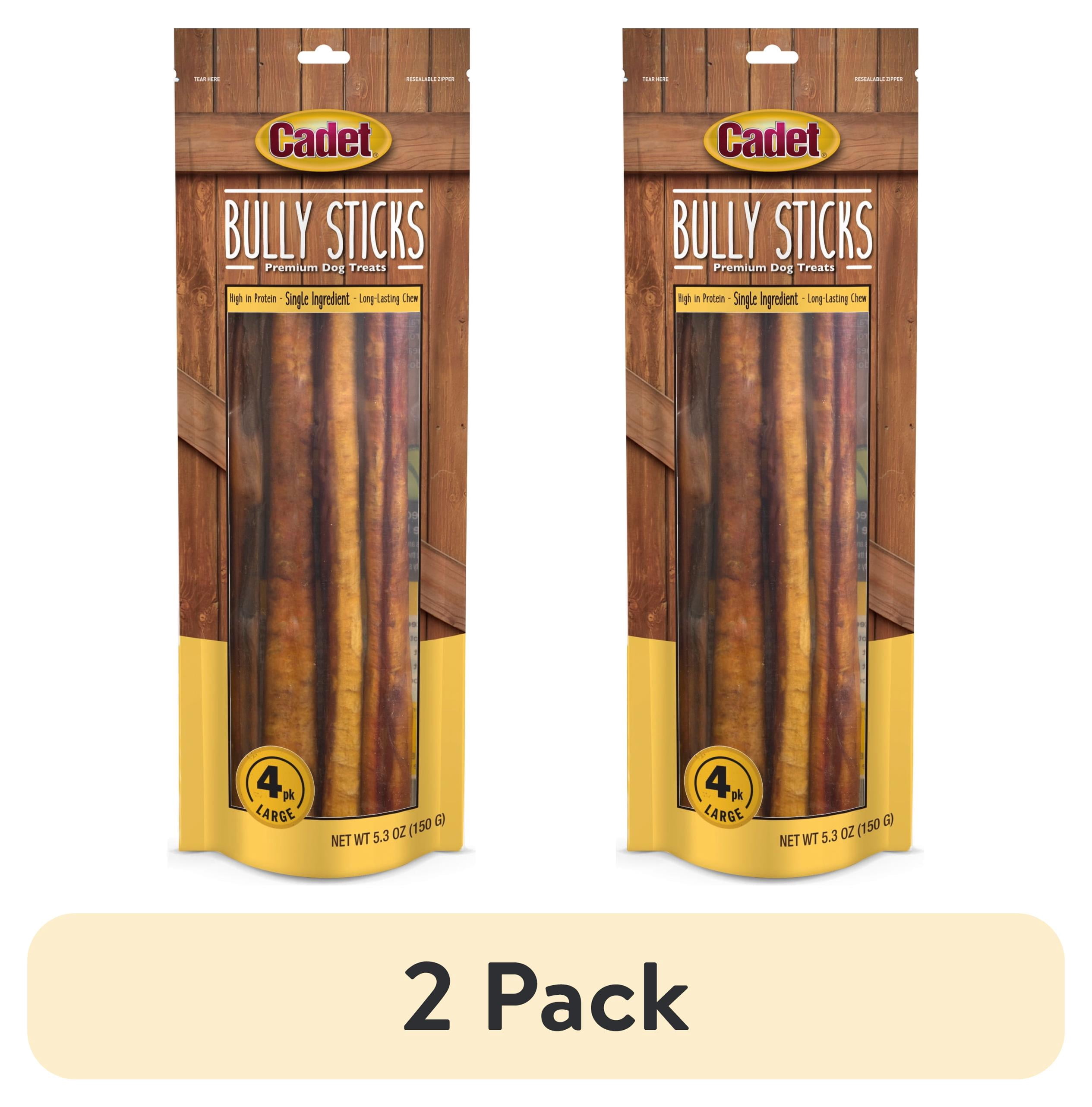 (2 pack) Cadet Bully Stick Dog Treats for Large Dogs, All Natural Beef Pizzle Dog Chew Sticks, 5.3 Ounce, 4 Count