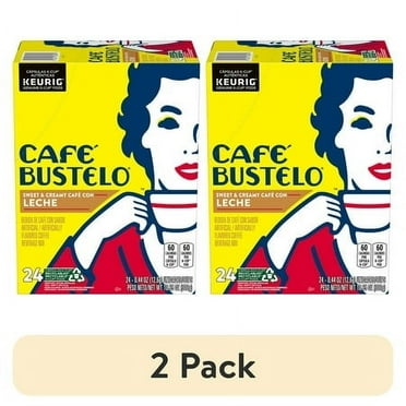 (2 pack) Cafe Bustelo Sweet & Creamy Cafe con Leche Coffee Drink, Keurig K Cup Pods, 24 Count Box