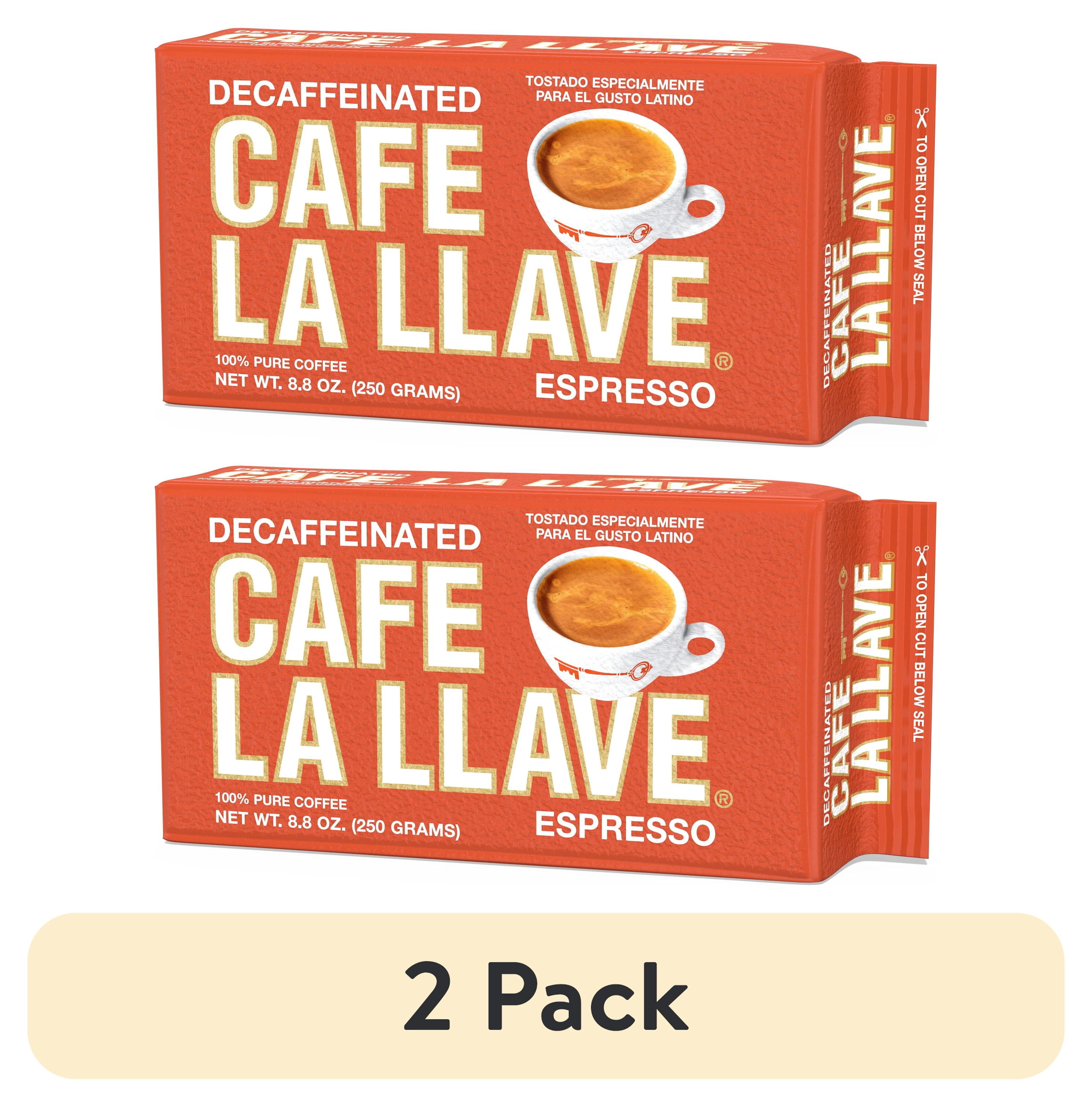 (2 pack) Cafe La Llave Decaf Dark Roast Espresso Ground Cuban Coffee, 8.8 oz -Rich and Bold - Premium Arabica Beans