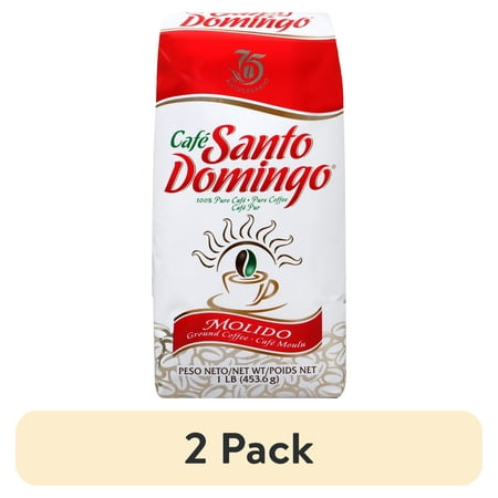 (2 pack) Cafe Santo Domingo Dominican Ground Coffee, 1 lb Bag