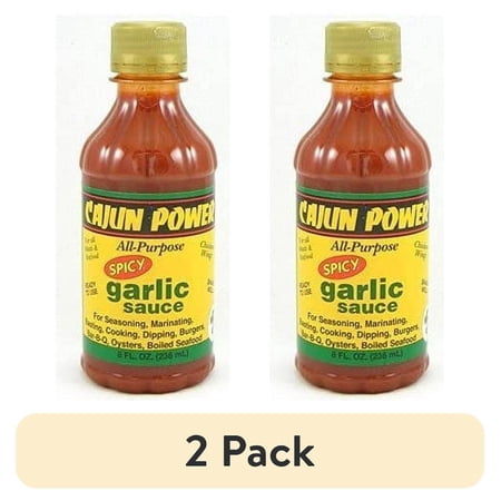 (2 pack) Cajun Power Spicy Garlic Sauce, 8 oz Bottle