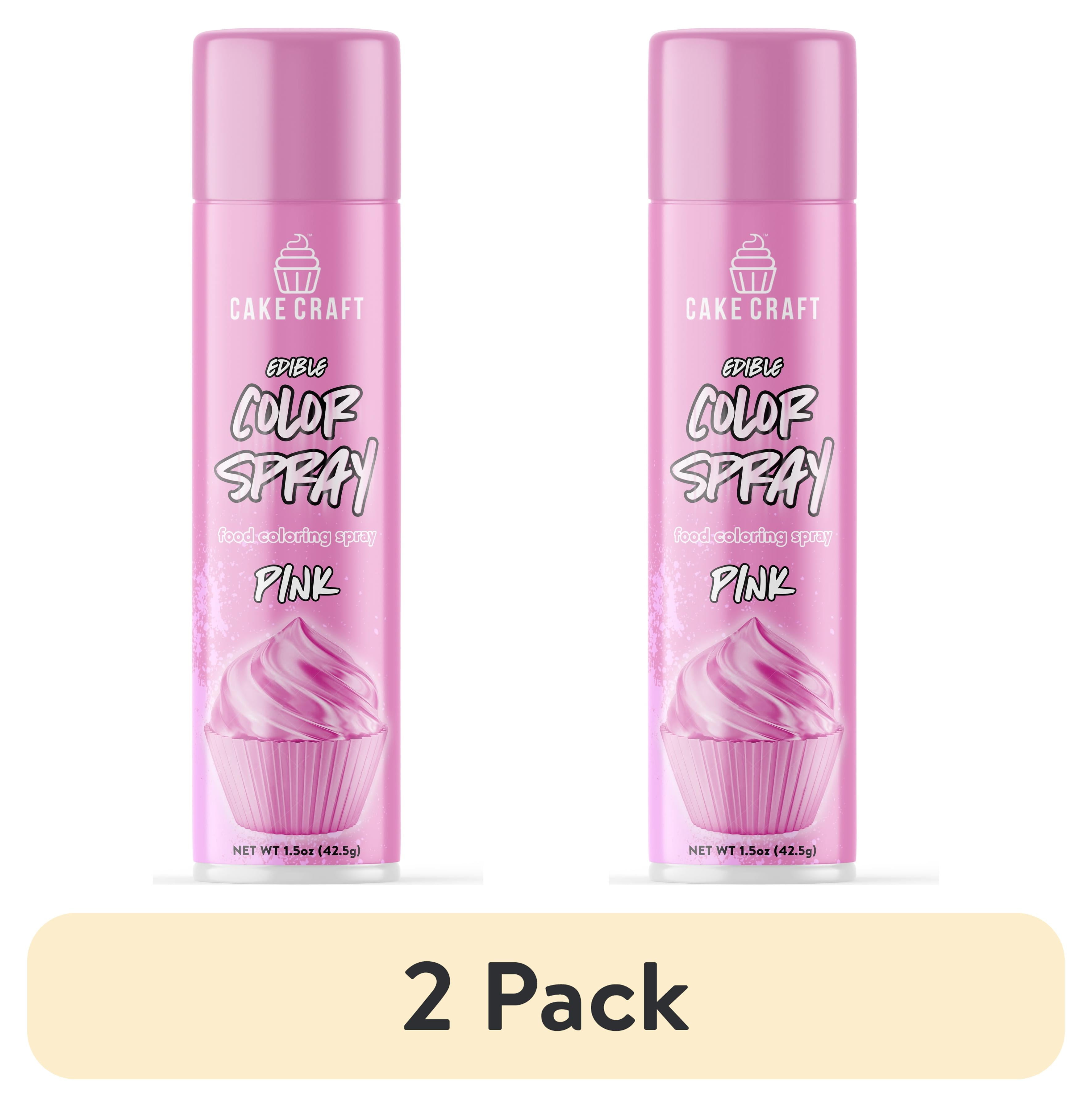 (2 pack) Cake Craft Edible Color Spray Pink | Food Coloring Spray for Cakes, Cookies, Cupcakes & More | Edible & Food-Safe | Made in the USA | 1.5oz