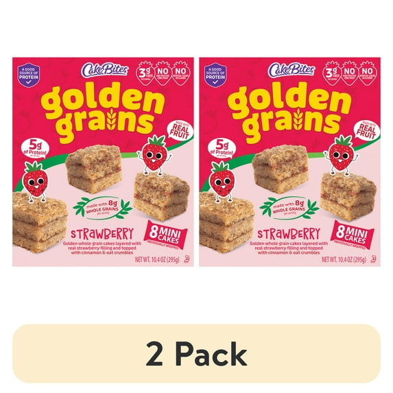 (2 pack) CakeBites Golden Grains Strawberry, 8 Mini Cakes, 10.4oz