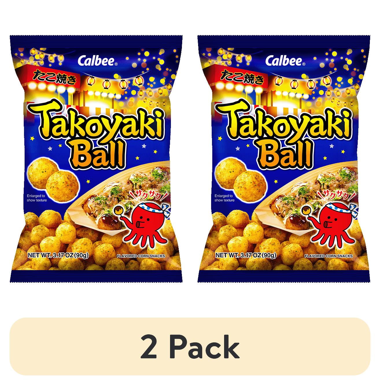 (2 pack) Calbee Takoyaki Ball Flavored Corn Puffs Japanese-Style BBQ Sauce 3.17oz