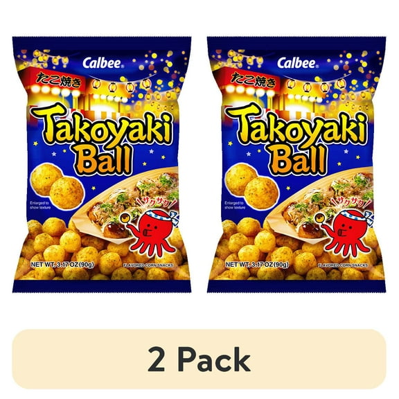 (2 pack) Calbee Takoyaki Ball Flavored Corn Puffs Japanese-Style BBQ Sauce 3.17oz