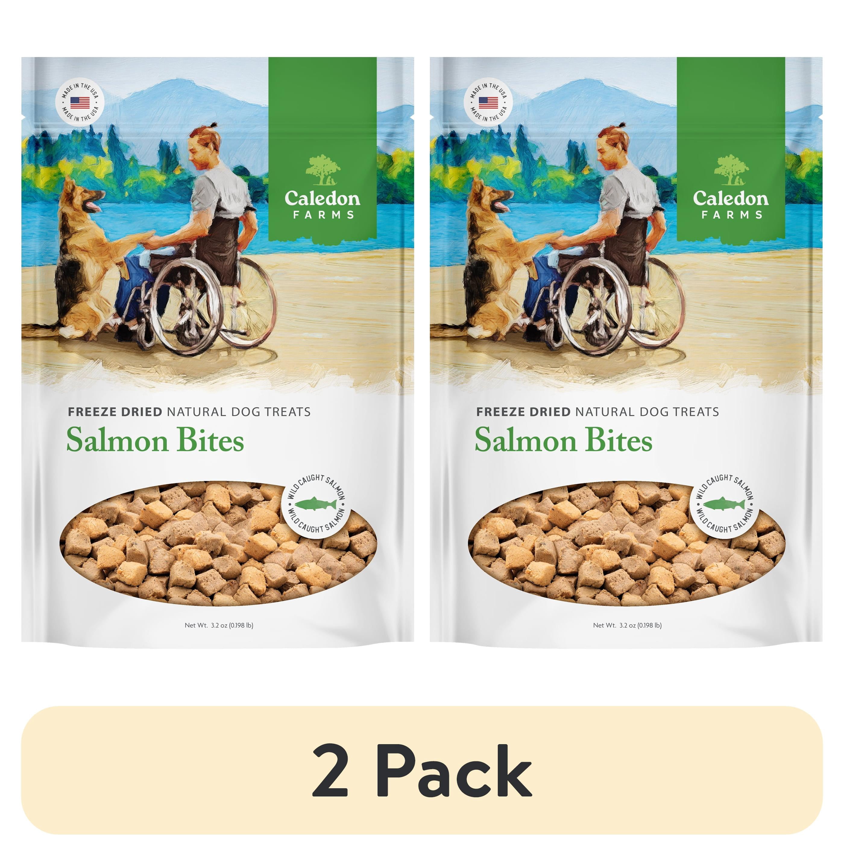 (2 pack) Caledon Farms Salmon Bites Dog Food Topper, 3.2 oz Bag