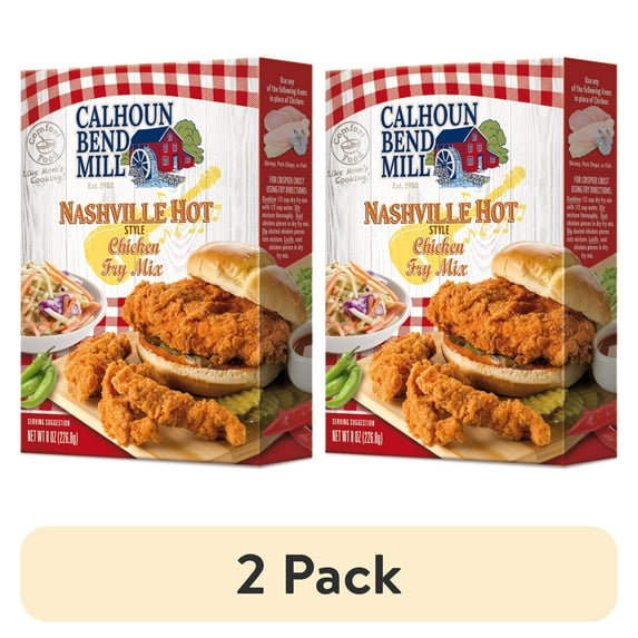 (2 pack) Calhoun Bend Mill Nashville Hot Chicken Fry Mix, 8oz