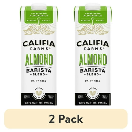 (2 pack) Califia Farms Unsweetened Almond Barista Blend Almond Milk 32 Fluid Ounces