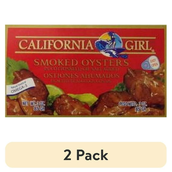 (2 pack) California Girl Salted Smoked Oysters in Cottonseed Oil, 3 oz