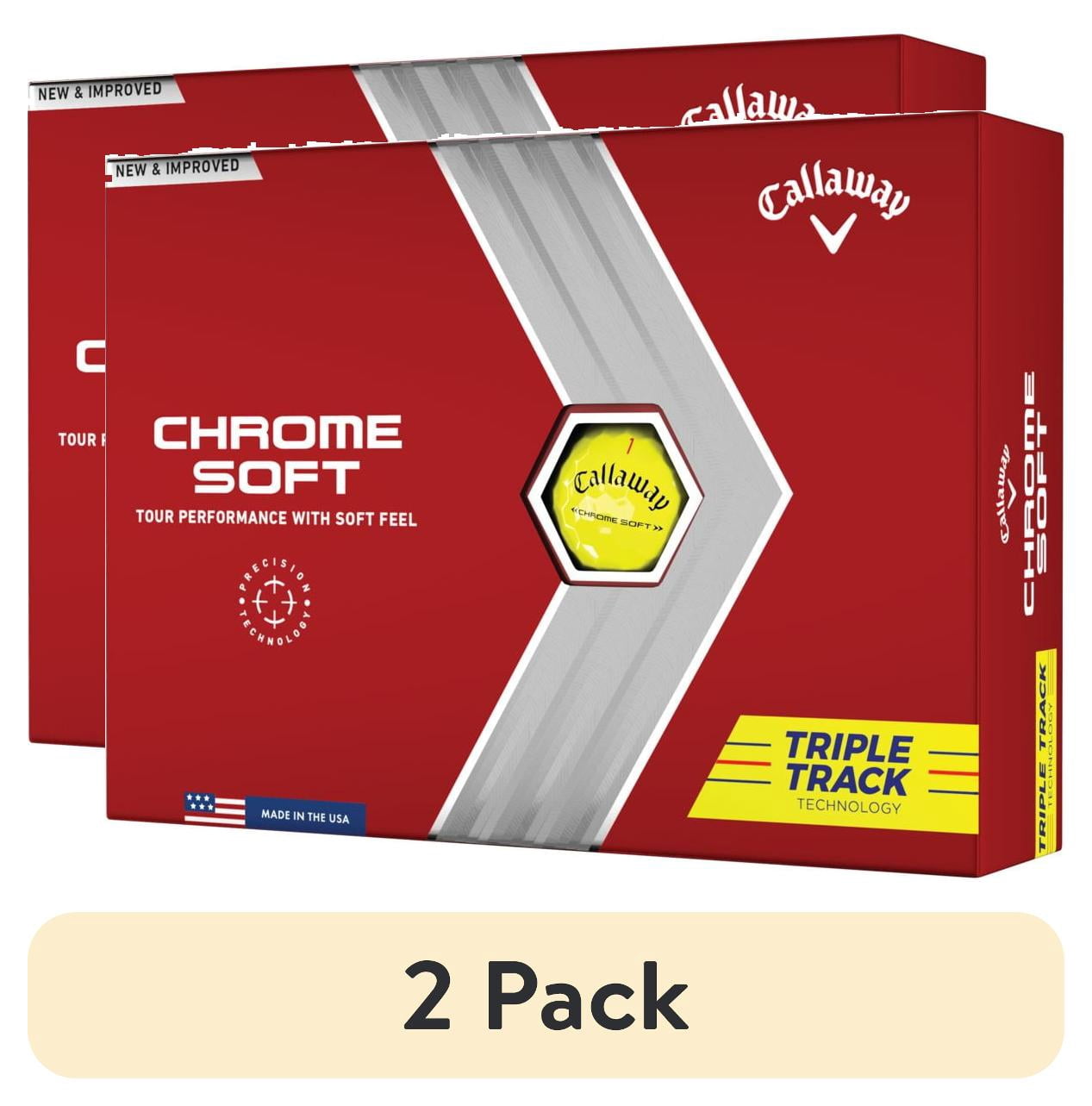 (2 pack) Callaway Golf 2022 Chrome Soft Triple Track Golf Balls 12-pack, Yellow