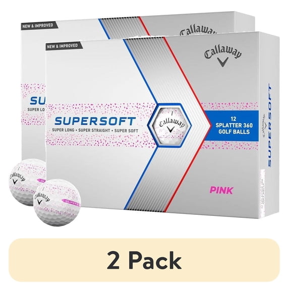(2 pack) (2 pack) Callaway Golf 2023 SuperSoft Splatter Golf Balls, Splatter Pink,12pk