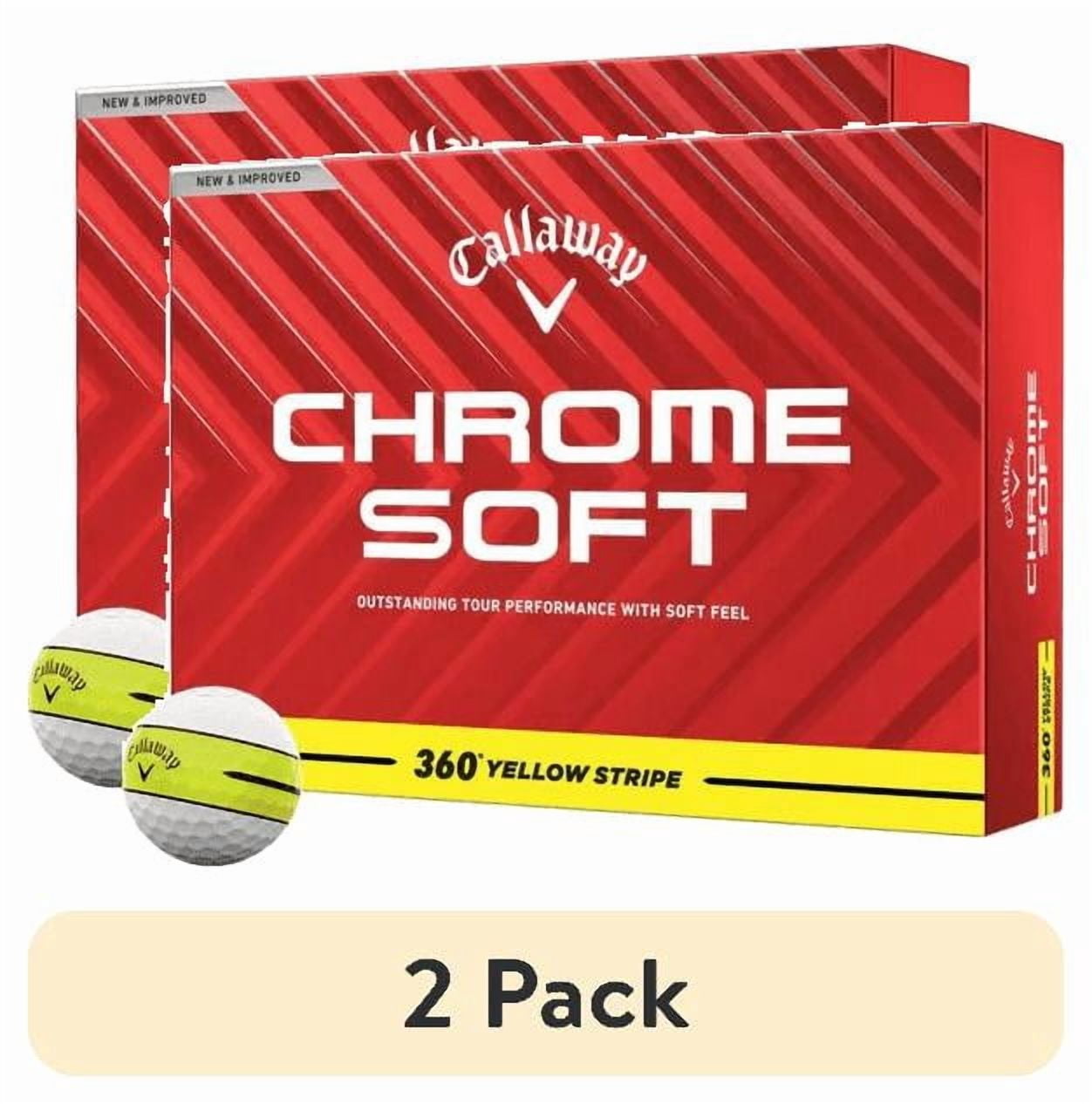 (2 pack) Callaway Golf 2024 Chrome Soft 360 Stripe Golf Balls, Yellow 12pk