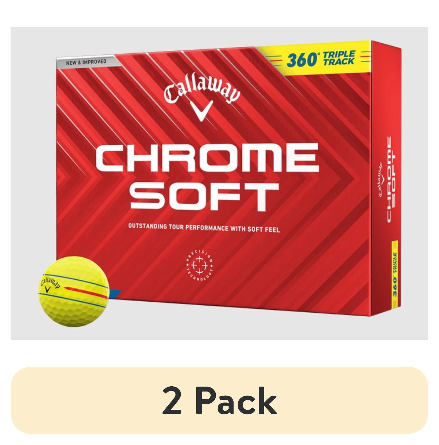 (2 pack) Callaway Golf 2024 Chrome Soft 360 Triple Track Golf Balls (Yellow) 12pk