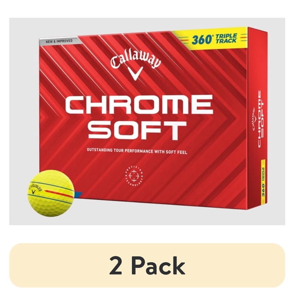 (2 pack) Callaway Golf 2024 Chrome Soft 360 Triple Track Golf Balls (Yellow) 12pk