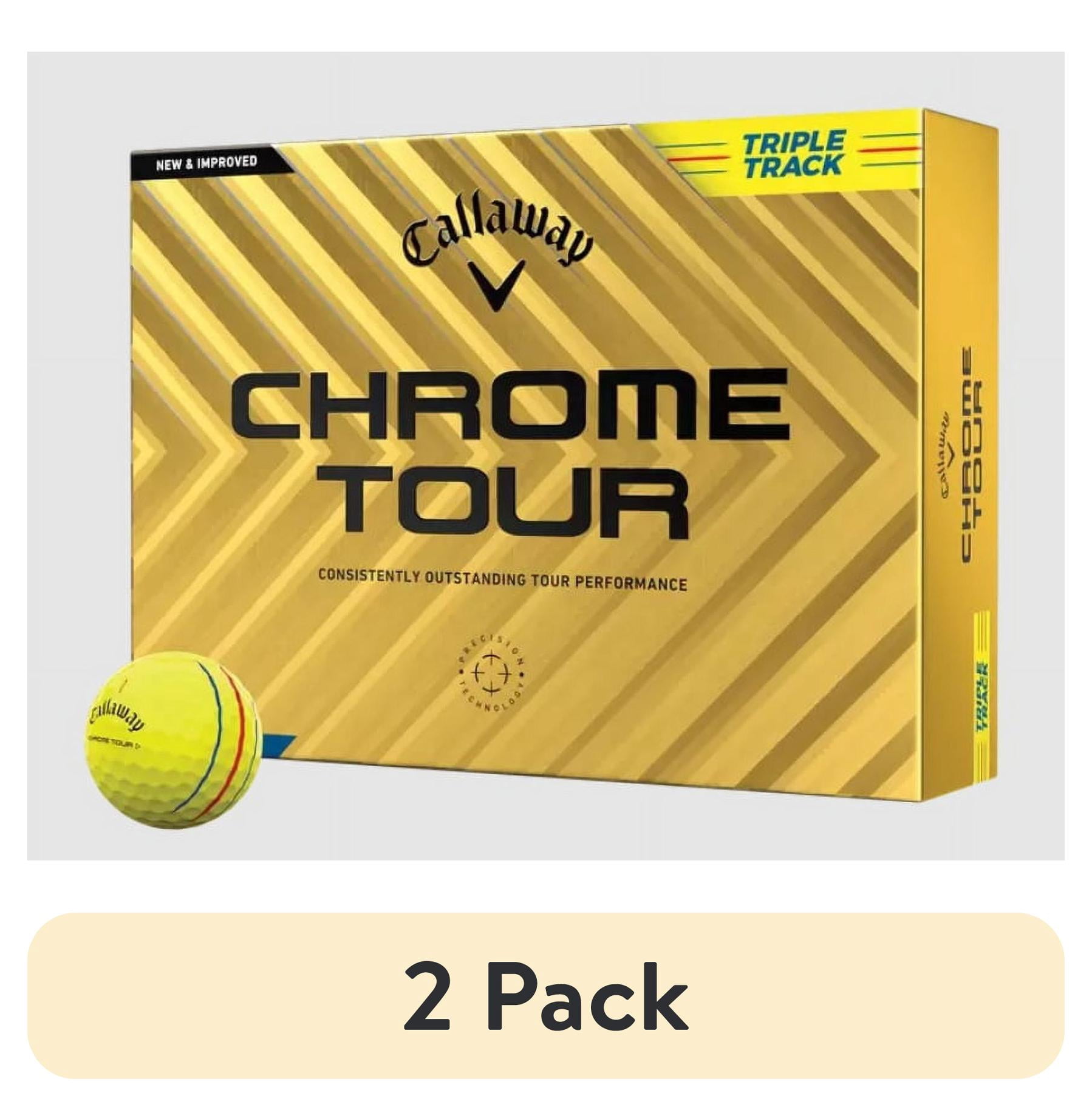 (2 pack) Callaway 2024 Chrome Tour Triple Track Golf Balls, 12pk - Yellow