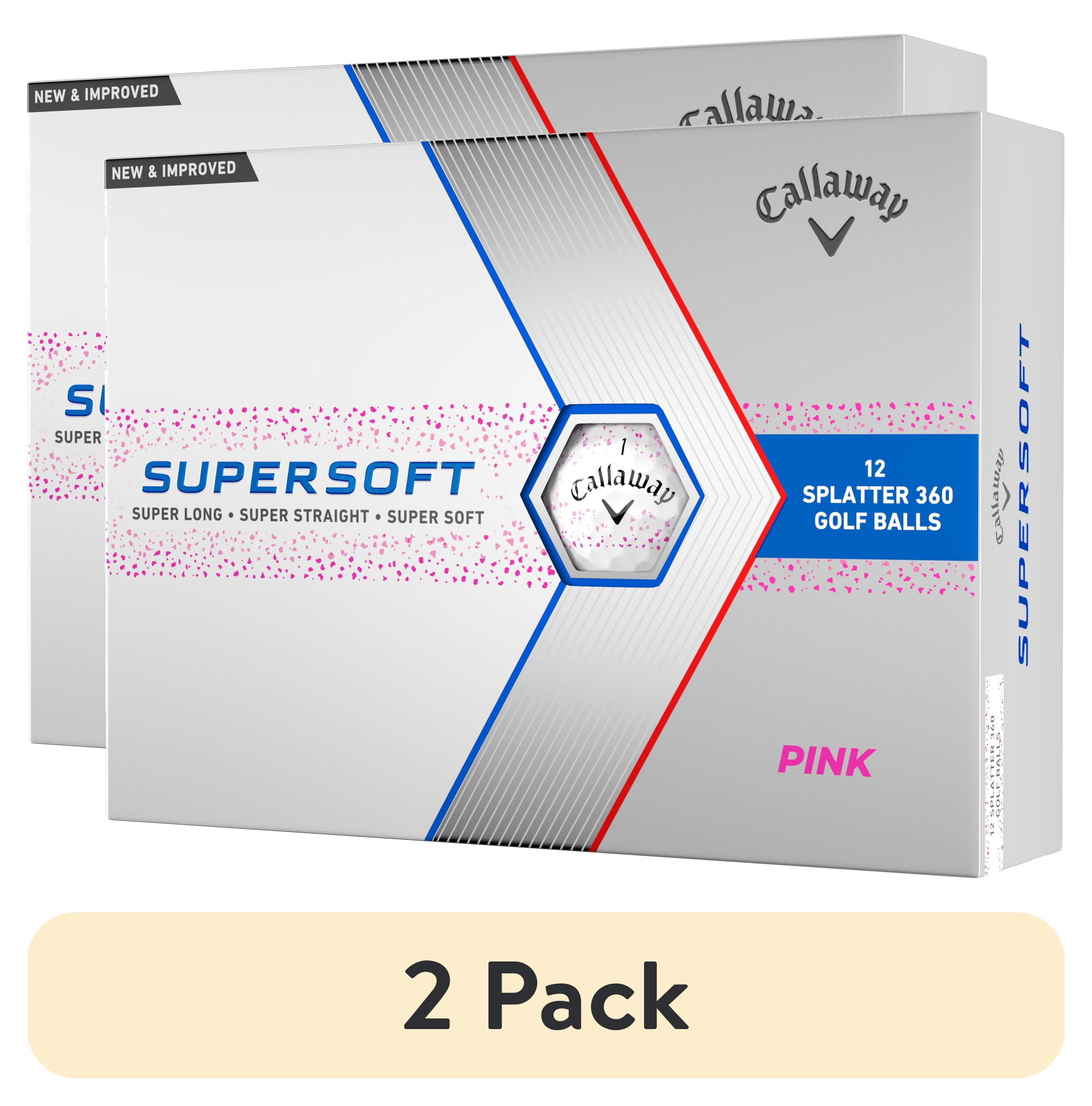 (2 pack) Callaway Golf 2025 Supersoft Splatter Golf Balls 12-Pack, White/Pink