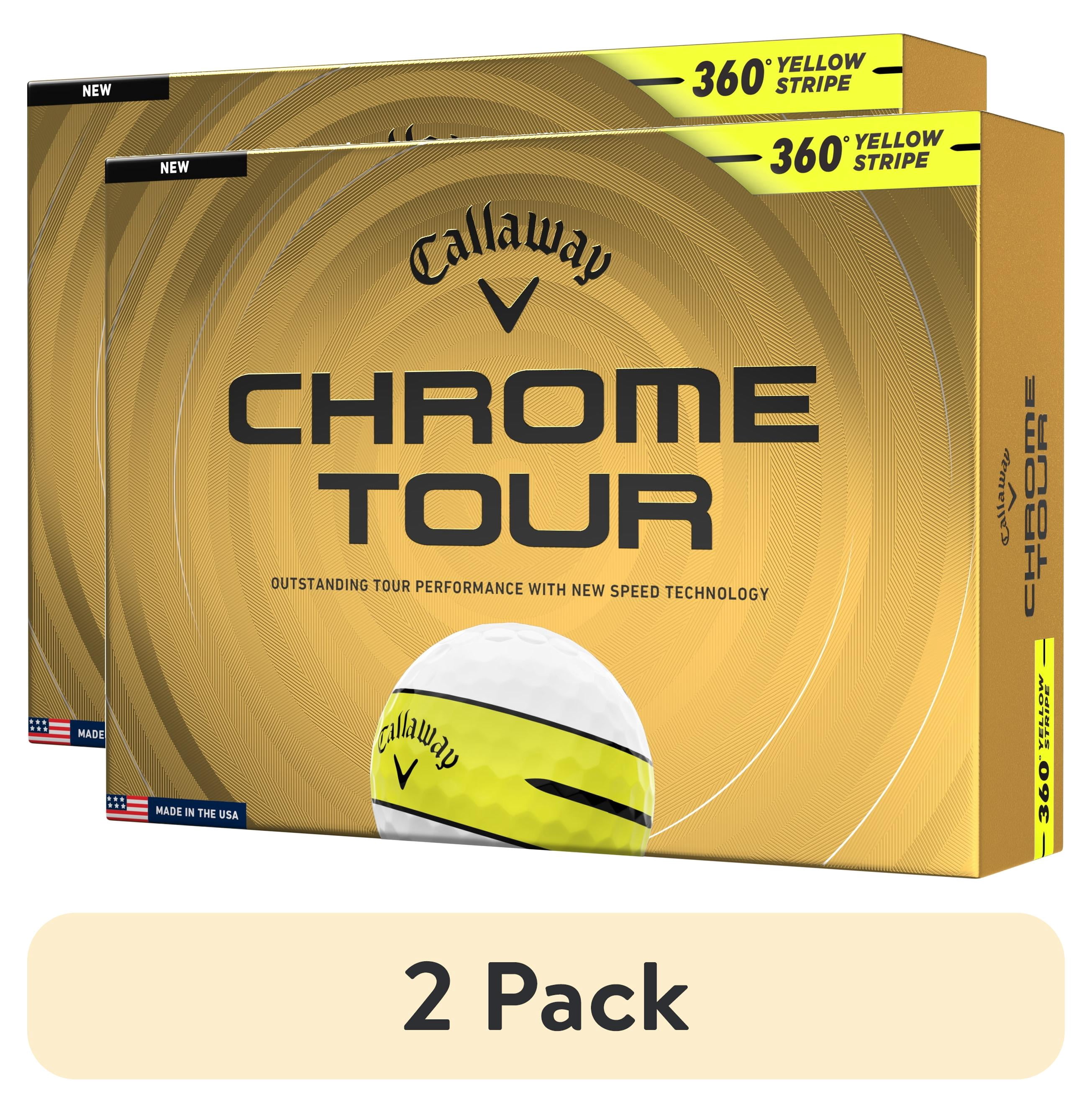 (2 pack) Callaway Golf Chrome Tour 26 - 360 Yellow Stripe 12 Ball Pack