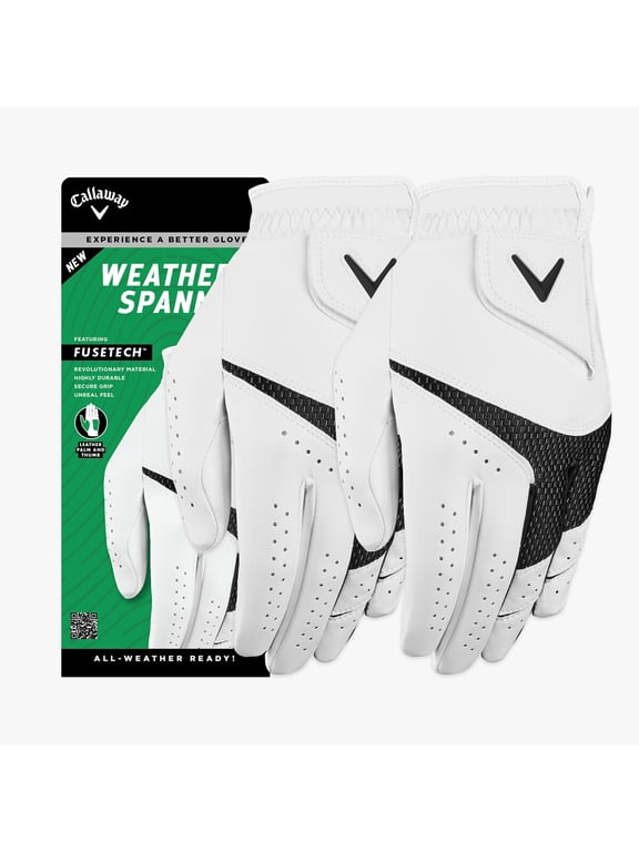 (2 pack) Callaway Golf Weather Spann Glove, Men, Left Hand, Size Large Standard