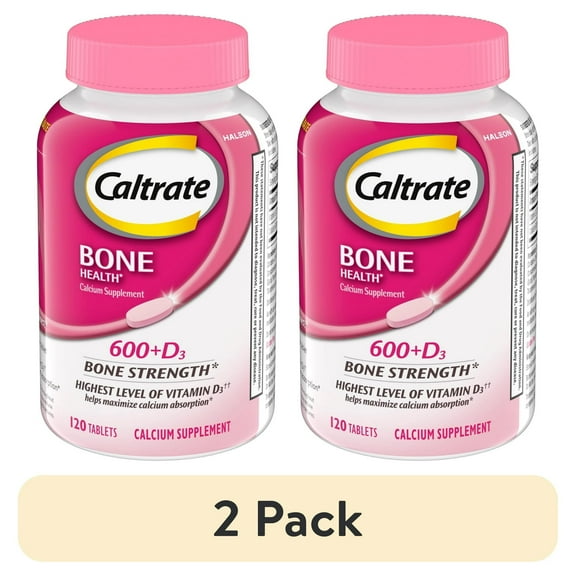 (1 pack) (2 pack) Caltrate 600+D3 Calcium and Vitamin D Supplement Tablets - 120 Count