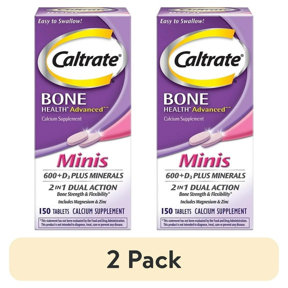 (2 pack) Caltrate Minis 600 + D3 Plus Minerals Supplement - 150 ct