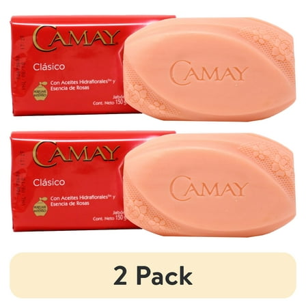 (2 pack) Camay Classic Body Wash Bar Soap with Rose Essence and Subtle Scented, 4.98 oz.